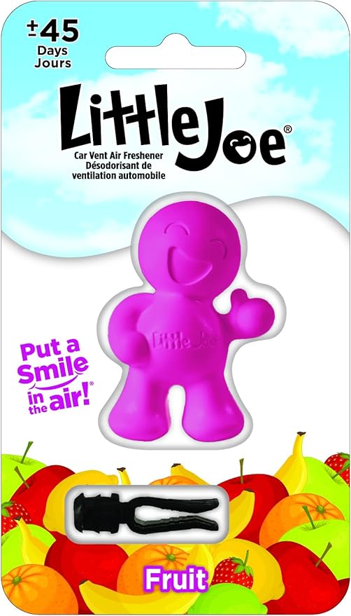 Little Joe 96404 Fruit Scent Car Air Freshener Vent Clip, Fights Odors for up to 45 Days, Long-Lasting Freshness, Cute Car Odor Eliminator, Pack of 1