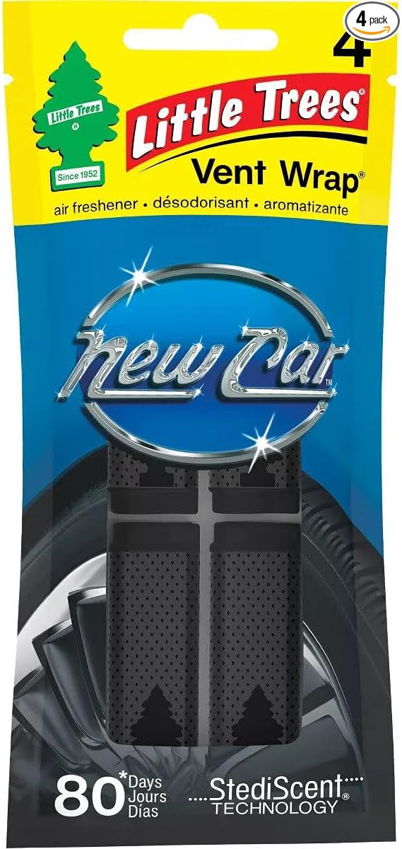 Little Trees Car Air Freshener | Vent Wrap Provides Long-Lasting Scent, Invisibly Fresh! | New Car Scent, 16 count, (4) 4-Packs