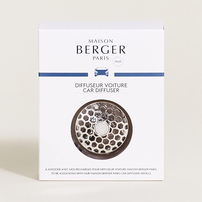 MAISON BERGER Luxury Car Air Freshener Vent Clip – Refillable Scent Diffuser for Car Vents, French-Made, Adjustable Fragrance (No Pods/Refills Included, 1.75” Diameter) - Honeycomb Chrome