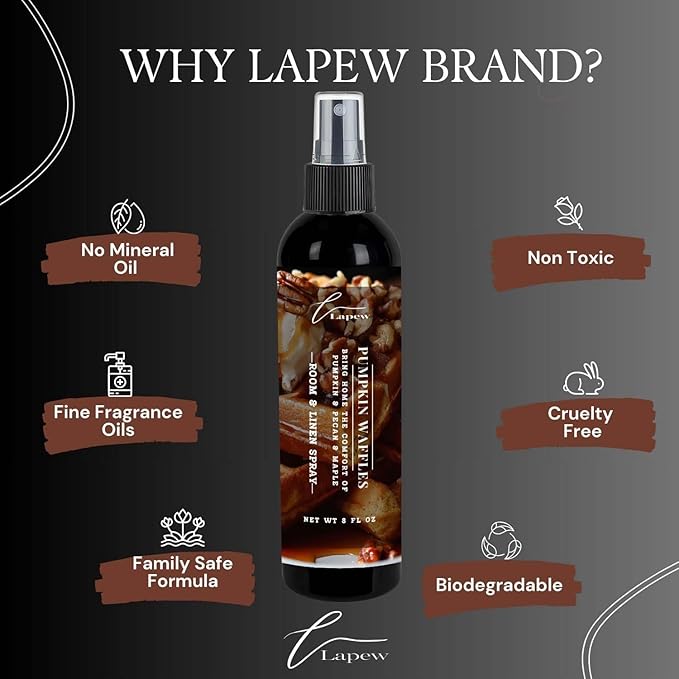 Lapew Room & Linen Spray | Fragrance Mist for Home, Car & Office | Fabric & Air Freshener | Neutralizing Mist | Made in USA | Pumpkin Waffles