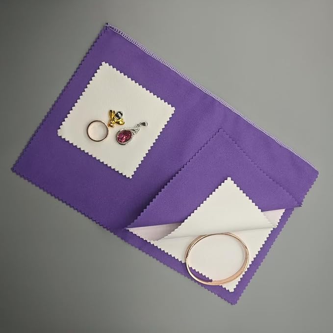 Jewelry Cleaning & Polishing Cloth,2Pcs Sterling Silver Gold Platinum Tarnish Remover,Non-Toxic Eco Friendly,Jewelry Cleaner Cloth for Ring,Earring,Watch and Coins Care