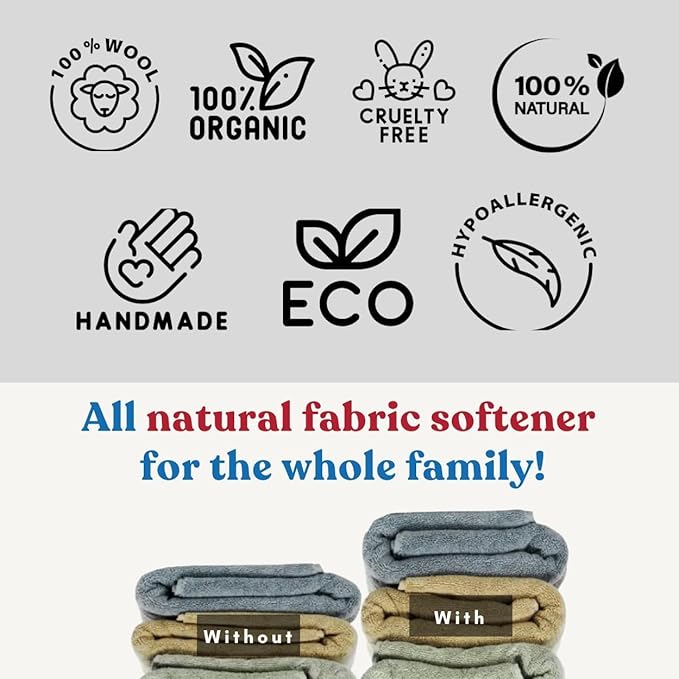 Essential Oils for Laundry + Animal Wool Dryer Ball Set, 6 Animal Dryer Balls & Essential Oil Set Bundle, 6 Most Used Pure Therapeutic Grade Oil Set, and Organic Wool Dryer Ball Set