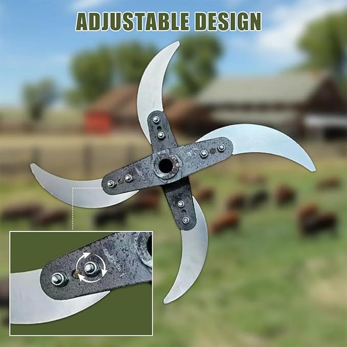 Household Farming Grass Shredder Knife Blades Kit - 10mm Hole & 4 Stainless Steel Blades, Adjustable Replacement Cutter for Livestock Feed (Pigs/Chickens) & Composting Vegetable Waste (4-blades)