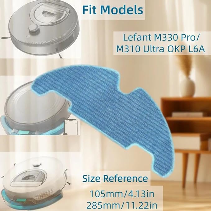 M330 Pro Replacement Mop Pads Compatible with Lefant M330 Pro M310 Ultra OKP L6A Robot Vacuum 6 Mop Cloth