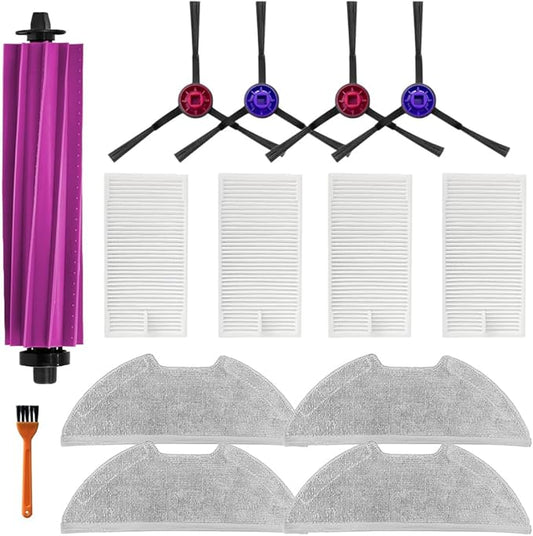 E20 Plus Replacement Parts Compatible with Eureka E20 Plus Combo Robot Vacuum, Accessories Including 1 Main Brush,4 Side Brush,4 mop Pads,4 Hepa Filter