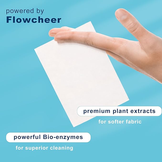 Flowcheer Laundry Detergent Sheets 10 Loads, Powerful Cleaning, Plastic-Free Washer Sheets,Travel Detergent Sheet, Lavender