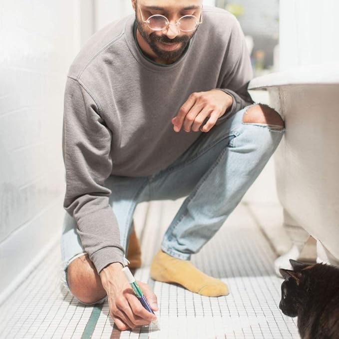 Grout Pen Tile Paint Marker: Waterproof Grout Colorant and Sealer Pen to Renew, Repair, and Refresh Tile Grout - Cleaner Coating Stain Pens - 2 Pack, 15mm Wide Ivory and 5mm Narrow White Tip