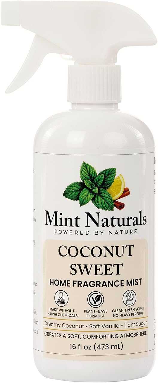 Natural Sweet Coconut Room Spray & Odor Eliminator ??Creamy Coconut Vanilla Fragrance Mist That Helps Refresh Indoor Air, 16 oz ??Made in USA by Mint Naturals
