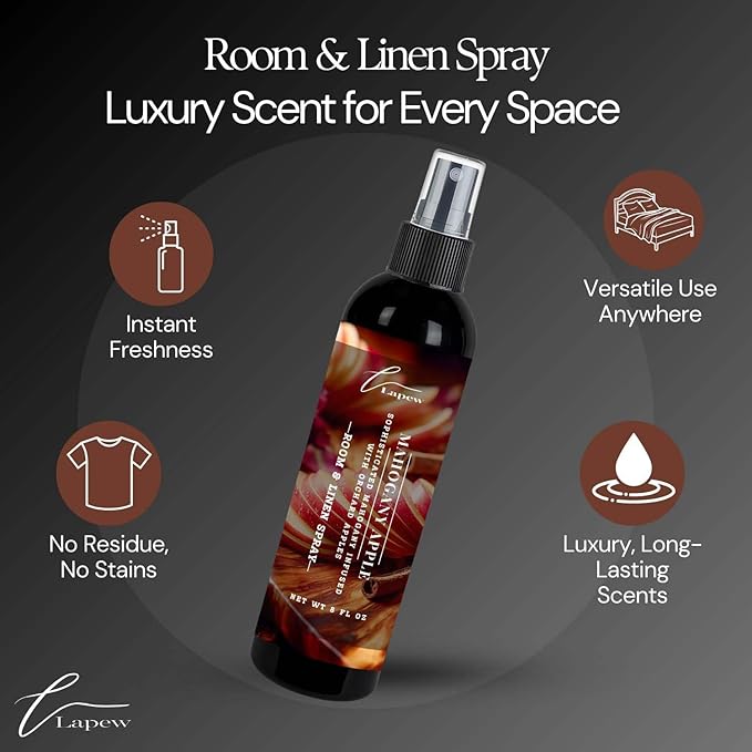 Lapew Room & Linen Spray | Fragrance Mist for Home, Car & Office | Fabric & Air Freshener | Neutralizing Mist | Made in USA | Mahogany Apple
