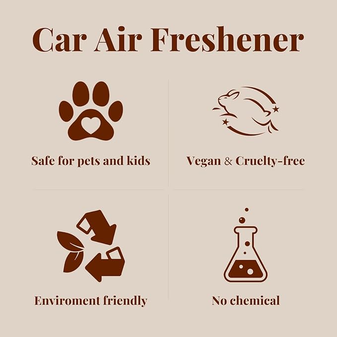 Car Air Freshener - Wood Air Freshener-Teak Amber Cabana Variety Scent Refill - Long Lasting Natural Car Fresheners - Clip Included