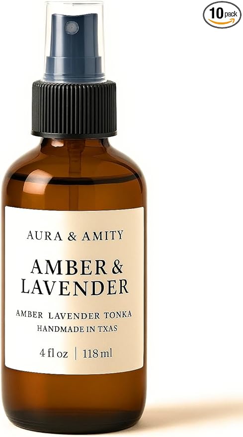 Aura & Amity Premium Room & Linen Spray – Handmade Luxury Fabric & Home Fragrance Mist, Long-Lasting & Eco-Friendly (Amber Lavender)