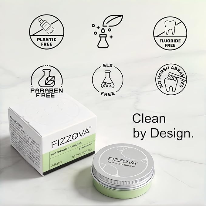 Toothpaste Tablets with CalciumPhosphosilicate&Hydroxyapatite,Fluoride Free ChewableToothpaste Bits,Plastic Free Travel Size toiletries,whiteningDental Cleaning Tablets,30 Count Mint