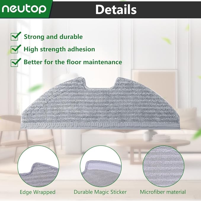 neutop Replacement Washable Mopping Cloth Mop Pads Compatible with eufy RoboVac G30/G20/G10 Hybrid, Robot Vacuums Accessory, 6-Pack.