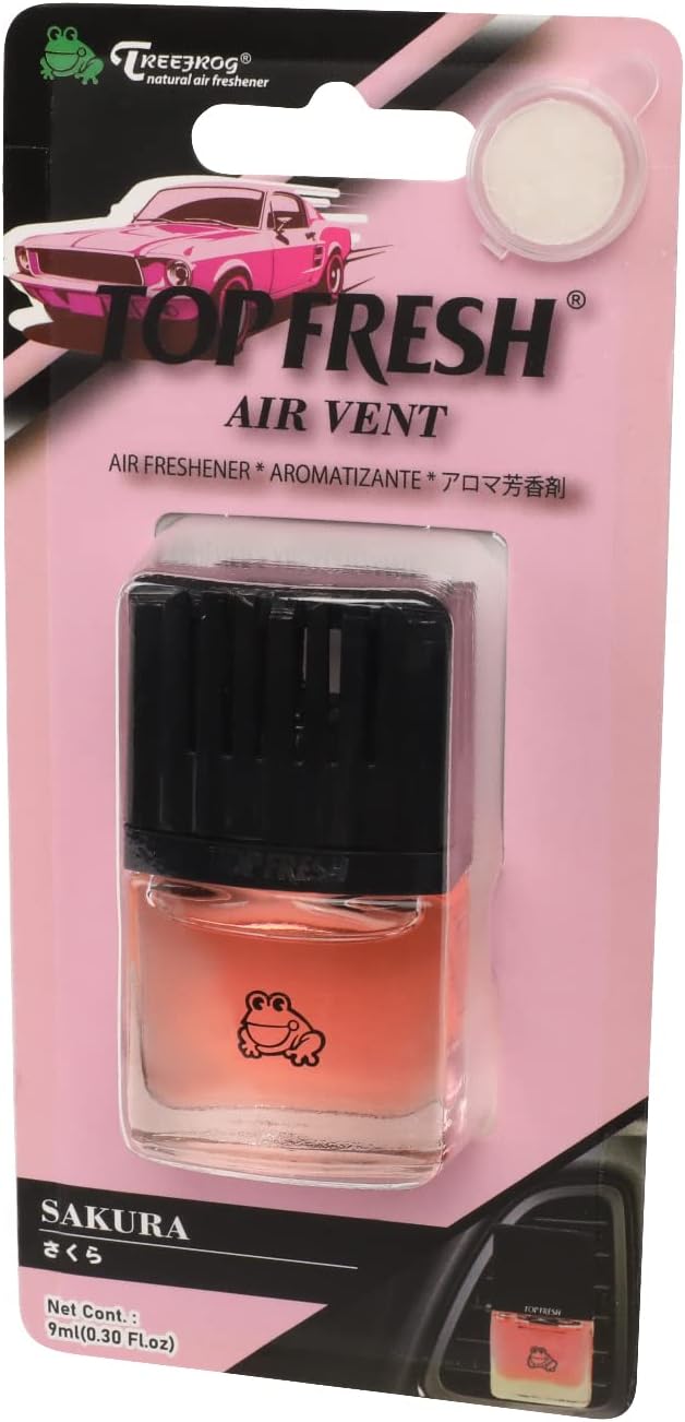 Auto Dynasty TreeFrog Room Car Clean Top Fresh Natural Air Freshener Vent Clip, Sakura Cherry Blossom Scent, 0.3 Fl Oz