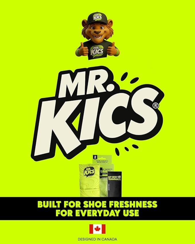 MR.KICS - Shoe Deodorizer Insert, Activated Charcoal Odor Eliminator, Moisture Absorber for Shoes, Gym Bags, Boxing Gloves, Cleats, Sports Gear - XL 2-Pack