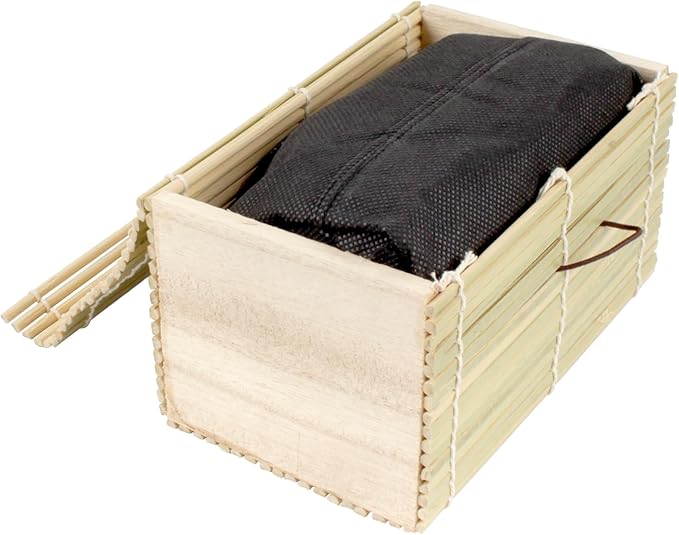 BambooMN Granulated Bamboo Charcoal Odor Absorber Bag in Decorative 6.25" x 3.75" x 3.75" Green and Brown Box, 2 Pieces
