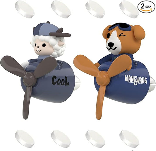 2 Pcs Pilot Car Air Fresheners, Cute Dog Car Vent Clip Air Freshener with 8 Fragrant Tablets Automotive Air Outlet Fan Diffuser, Automotive Interiors Vent Decoration (Dog+Sheep)