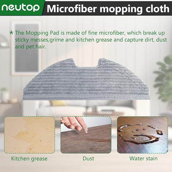 neutop Replacement Washable Mopping Cloth Mop Pads Compatible with eufy RoboVac G30/G20/G10 Hybrid, Robot Vacuums Accessory, 6-Pack.