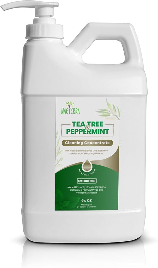 Naeterra- Refreshingly Clean | Tea Tree & Peppermint Cleaning Concentrate | Multi-Purpose Household Cleaner | Non-Toxic | Natural Ingredients | Versatile Use | Eliminates Odors | Eco-Friendly | 64 oz
