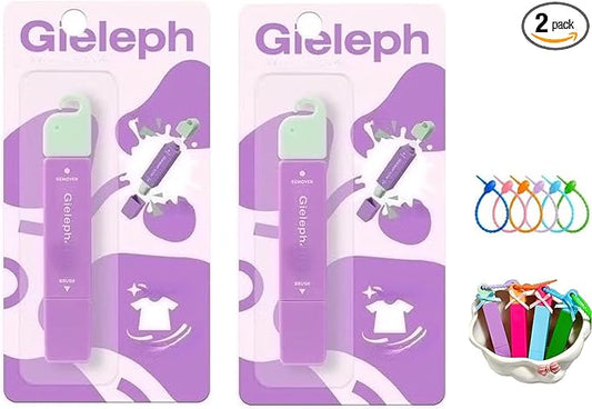 Gieleph Stain Remover, 3-Second Stain Remover Pen for Clothes, 12ml On-the-Go Spot Cleaner, Double Head Instant Treater Sticks With Lanyard, Travel & Pocket-Sized (2, Purple 12ml)