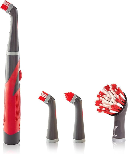 Rubbermaid Reveal Power Scrubber 5-Piece Kit, Cordless Electric Battery Powered Spin Scrub Brush, Water Resistant, for Home/Kitchen/Bathroom/Grout/Tile/Shower/Tub