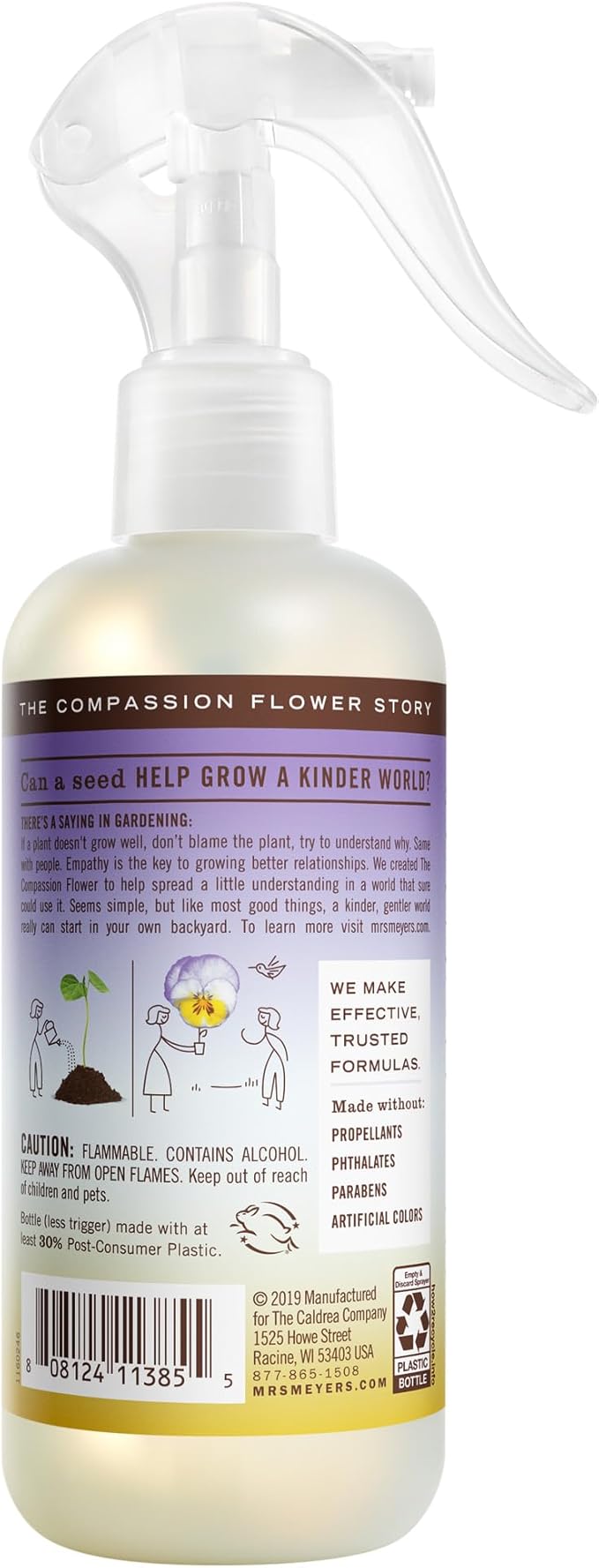 MRS. MEYER'S CLEAN DAY Room Spray, Compassion Flower Scent, 8 Fl Oz Bottle - 3 Pack