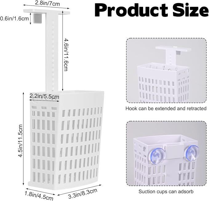 Toilet Tank Cleaning Tablet Holder, Hanging Holder with Adjustable Hook to Hang Toilet Cleaner Box, Can Collect Residue Inside the toilet, White