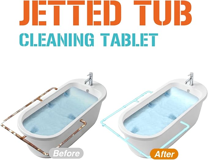 Jetted Tub Cleaner Bathtub Tabs 12 Cleaning Tablets Compatible with Whirlpool Spa Bath System Jets Whirl Tubs Removes Scale Residue 1 Year Supply