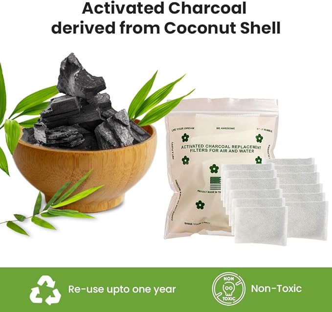 Green Piece® All-Natural Baby Diaper Pail Deodorizer - Activated Charcoal Air Purifier Compatible with Diaper Pails, Shoe Closets, Trash Cans (Pack of 12 + 1 Big Filter)