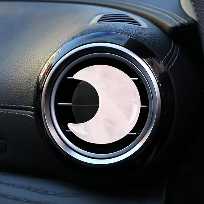 4 Pcs Crystal Moon Air Vent Clips, Quartz Moon Style Car Air Fresheners, Cute Car Decoration & Interior Decor Accessories for Women & Men (Pink)