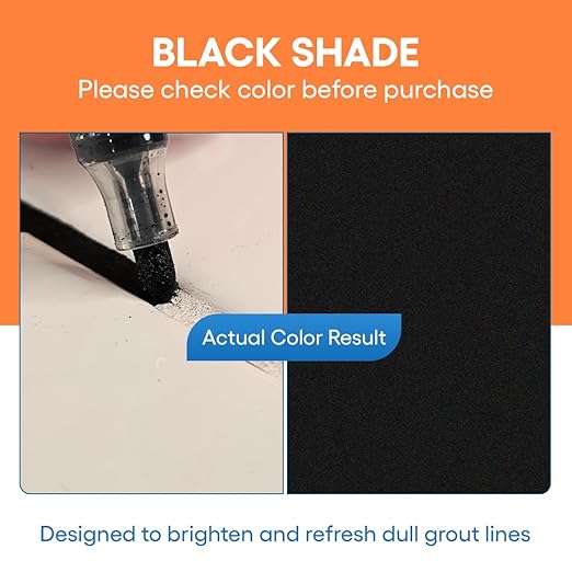 Black Grout Paint Pen Tile Grout Colorant & Sealer Marker, Quick-Dry, Ideal for Bathroom, Shower, Kitchen Tiles Restores Grout Lines, 3 Adjustable Tips (2-3 mm) 2 Pack