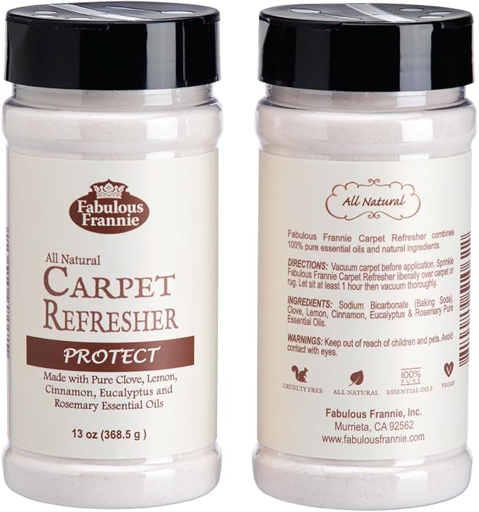 Fabulous Frannie All Natural Ingredients No Synthetics Protect Carpet Care made with Pure Essential Oils Clove, Lemon, Cinnamon, Eucalyptus and Rosemary 13 Ounce (Pack of 1)