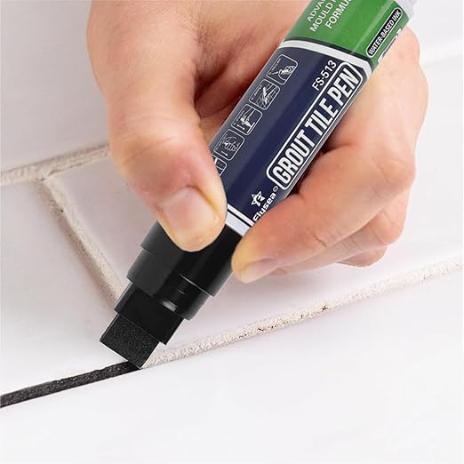 Grout Pen White Tile Paint Marker: Waterproof Grout Paint, Tile Colorant and Sealer Pen Floor Tile Seam Pen for Bathroom Kitchen Repair Color Tile Seam Pen – 15mm (Black, 1 Piece)