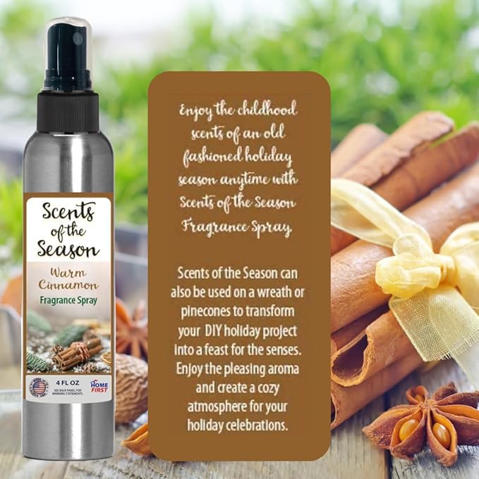 Essential Oil Fragrance Spray, Warm Cinnamon, 4 oz — Natural Room and Fabric Mist for Home, Office, and Bedding