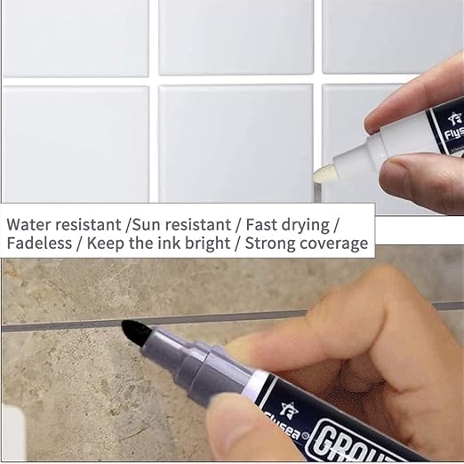 5 PCS Tile Grout Pen Home Repair Pen Tile Paint Markers for Tiles Floor Wall Bathroom Kitchen Repair Tools (Beige)