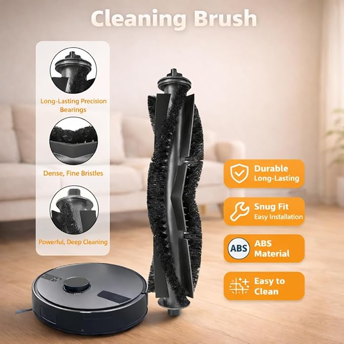 Replacement Parts Kit Compatible with MONSGA MS1 MAX/Proscenic Q8 MAX/Ultenic T10 Lite/Mova E20 Plus Robot Vacuum Cleaner 1 Roller Brush,6 Side Brushes,4 Hepa Filters,4 Mop Pad,4 Dust Bags