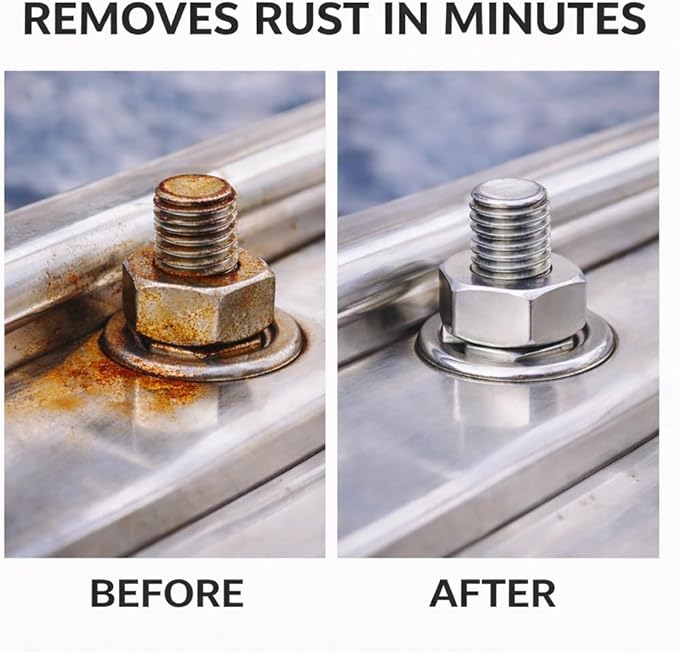 Stainless Steel Rust Remover – NSF Approved Non-Toxic Rust Stain Remover for Stainless Steel Appliances, Sinks, Grills, Marine Hardware & Commercial Equipment (4 oz)
