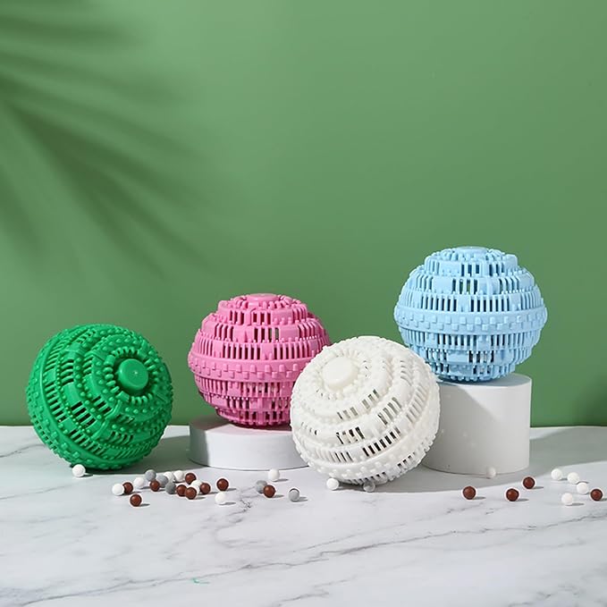 Laundry Balls Set, Eco-Friendly Super Washing Machine Laundry Ball, All Natural Washer Ball Laundry Detergent Alternative, Household Can Be Reused 2000 Washings(2pcs Balls, Pink,Blue)