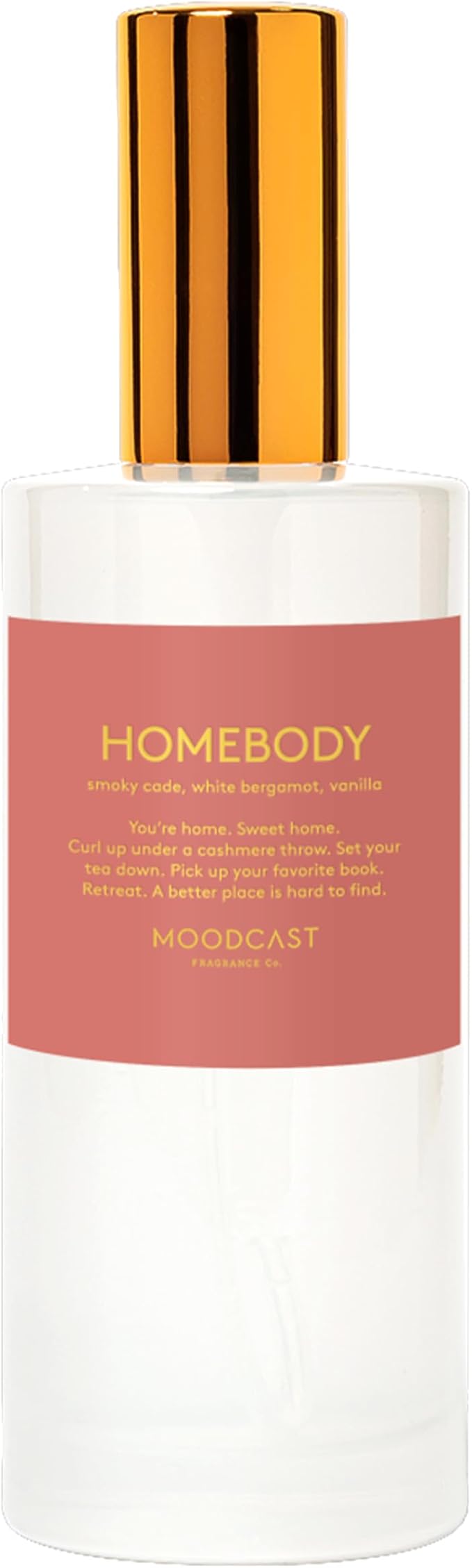 Moodcast Homebody Luxury Room and Linen Spray - Air Freshener & Room Spray for Bedding, Fabric & Home - Vanilla, White Bergamot & Smoky Cade, Clean Fragrance, Paraben Free, Sulfate Free - 3.4oz