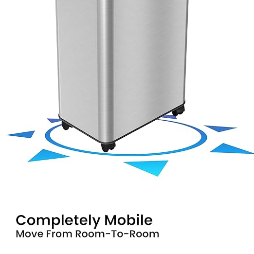 iTouchless 18 Gallon Open Top Kitchen Trash Can Recycling Bin with Wheels and Double Odor Filters Rectangular Commercial Stainless Steel 68 Liter Trashcan Home Office Work Bedroom Livingroom Garage
