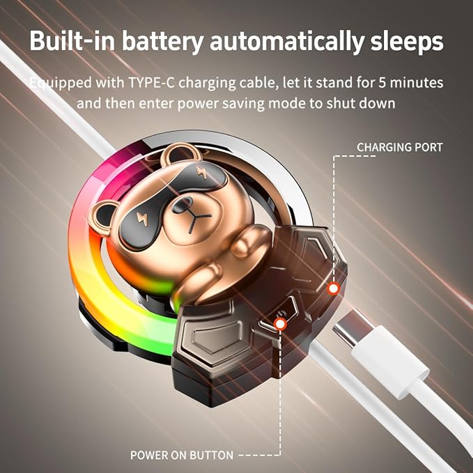 Cartoon Bear Cute Air Freshener for Car,7 Colors Air Vent Clips Car Decorations with 5 Dynamic Lightings,Voice Control,USB Charging Cute Vent Clips Car Accessories
