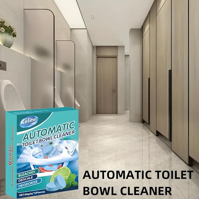 Automatic Toilet Bowl Cleaner Tablets White Toilet Tank Cleaners, Septic-Safe Hard Water Ring Stain Remover, Smell Eliminator Heavy Duty Toilet Cleaning & Deodorizer, Fresh Scent - 12 PACK