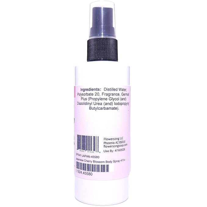 Japanese Cherry Blossom Body Spray (4 Ounce) - Phthalate Free Fragrance - Energizes Skin with an Elegantly Blossoming Scent