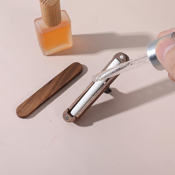 2Pcs Wood Car Air Freshener Perfume Vent Clip Car Perfume Diffuser with 8 Essential Oil Sticks Interior Car Vent Diffuser Clips For Cars Office Kitchen Bathroom Accessories