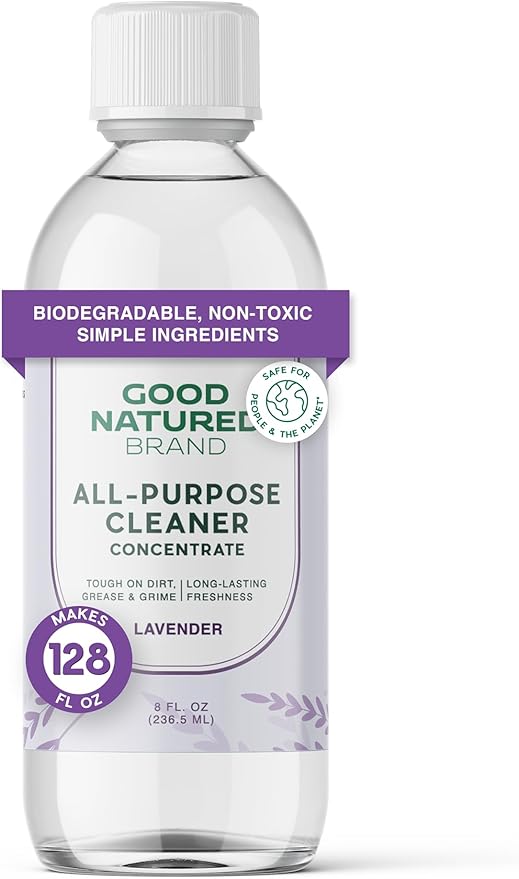 Good Natured Brand All-Purpose Cleaner Concentrate | Multi-Surface Cleaner | Natural Lavender Essential Oil | Multipurpose Cleaner Concentrate All Surfaces | Lavender | 8oz makes 128oz