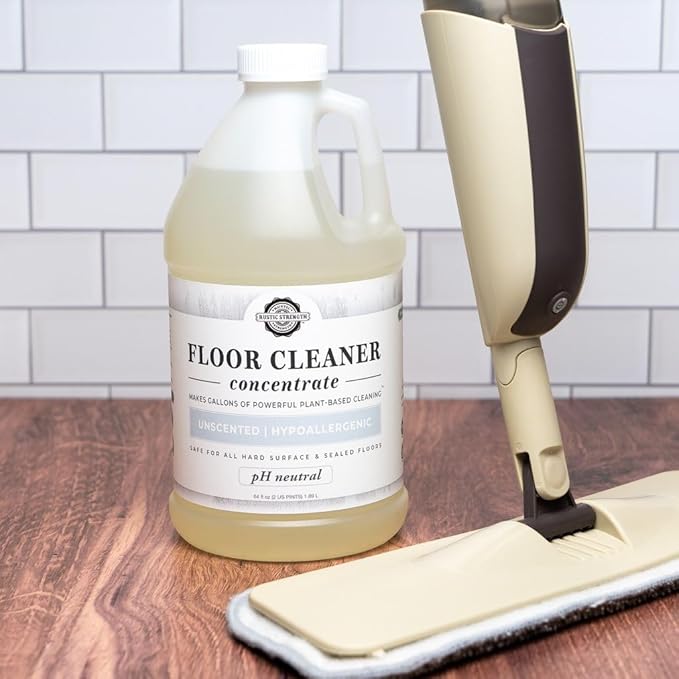 Rustic Strength Floor Cleaner Concentrate, Plant-Based, Lemon Lime Orange and Grapefruit Essential Oils, pH Neutral, 16 fl oz