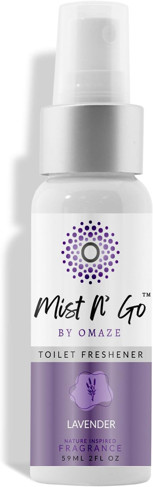Mist N??Go by Omaze Travel Bathroom Spray for Toilet Spray Odor Eliminator - Travel Toilet Spray for Bathroom Air Freshener Spray for Bathroom Deodorizer - Lavender Regular Size (2oz x1)