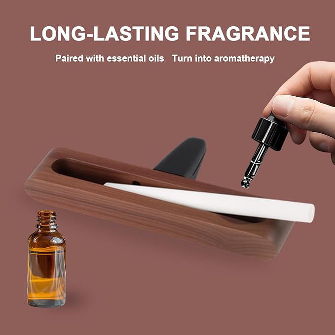 Natural Wood Car Air Freshener Perfume Vent Clip, Essential Oil Diffuser for Vehicles, DIY Scent Customization, Decorative Auto Accessories Gift Set for Cars, Office, Kitchen, Bathroom