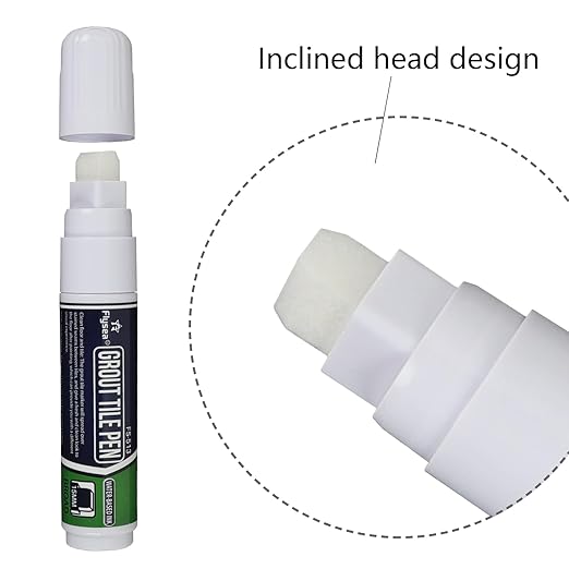 Grout Pen White Tile Paint Marker: Waterproof Grout Paint, Tile Colorant and Sealer Pen Floor Tile Seam Pen for Bathroom Kitchen Repair Color Tile Seam Pen – 15mm (White, 1 Piece)