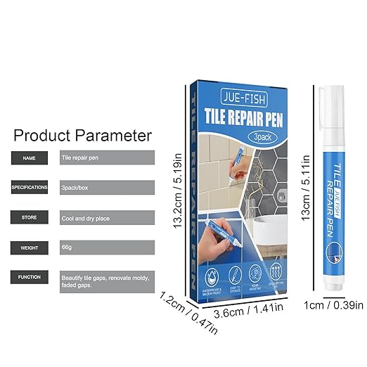 Waterproof Tile Grout Colorant and Sealer Pen, Grout Pen White, for Cleaner Looking Floors, for Wall Floor Bathrooms and Kitchen, 3pcs